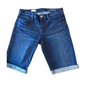 Gap 1969 Skinny Bermuda Denim Shorts Dark Wash Cuffed Size 29t Womens